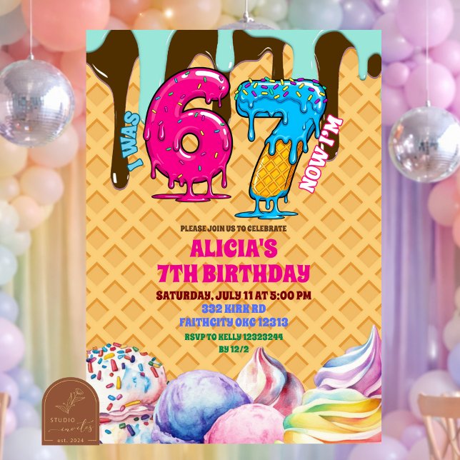 Convites 67 ice cream Birthday Party Invitation (Criador carregado)