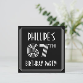 Convites 67th Birthday Party: Art Deco Style w/ Custom Name