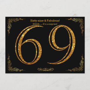 Convites 69.a Festa de aniversário,Gatsby styl,dourado pret