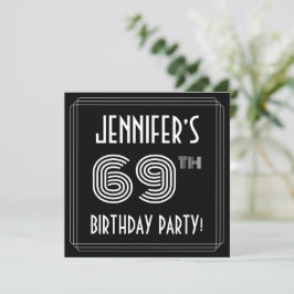 Convites 69th Birthday Party: Art Deco Style w/ Custom Name