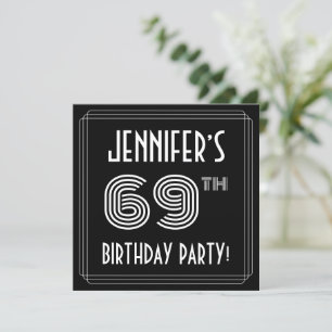 Convites 69th Birthday Party: Art Deco Style w/ Custom Name