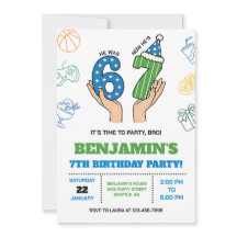 6-7 Birthday Invitation for Boys, Six Seven Meme