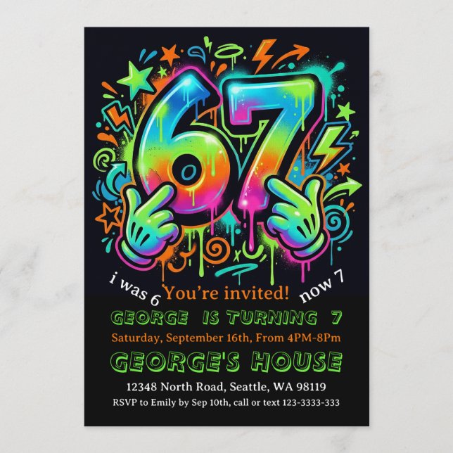 Convites 6-7 Boys Birthday Party Invitation (Frente)