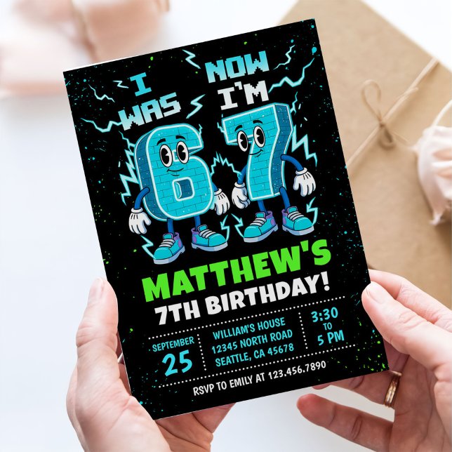 Convites 6 7 Meme Grafite Seis Sete Aniversário (Criador carregado)