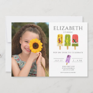 Convites 6 Aniversário de sorvete de picolé de Verão