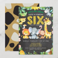 6 Birthday Boy Safari Animais Chalkboard Selva