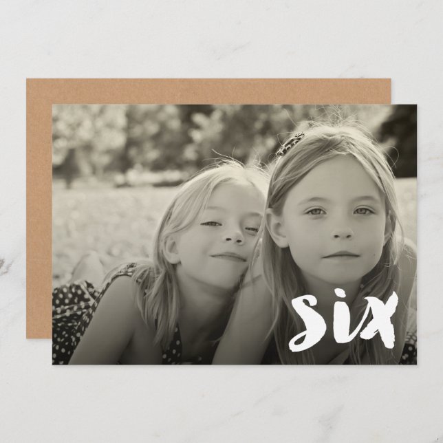 Convites 6 Birthday Boys Girls Número Seis Sobreposição Fot (Frente/Verso)