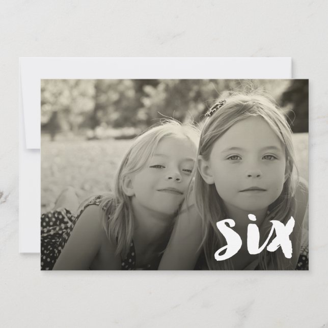 Convites 6 Birthday Boys Girls Número Seis Sobreposição Fot (Frente)