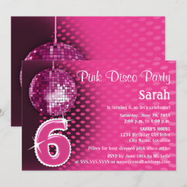 Convites 6 Birthday Disco Party