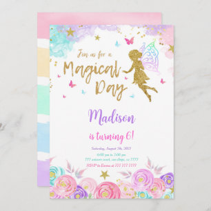 Convites 6 Birthday Fairy Party