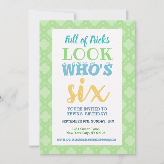 Convites 6 Birthday Invitation Sayings (Frente)