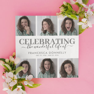 Convites 6 Colagem de Fotos Celebração da Vida Funeral