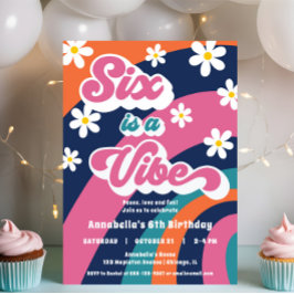 Convites 6 de aniversário colorido seis é um rancho de Vibe
