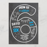 6 de Aniversário Sexto Número de Quadro Azul