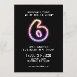 Convites 6 de de Sinalização Colorida Festa de aniversário 