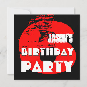 Convites 6 Festa de aniversário Design Grunge De 6 Anos