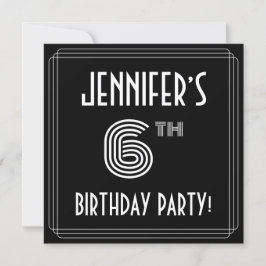 Convites 6 Festa de aniversário: Estilo de Deco de Arte com