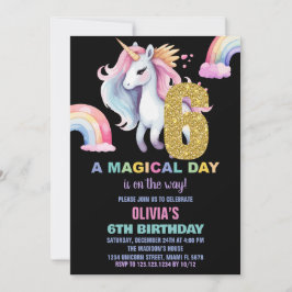 Convites 6 Rainbow Unicorn Birthday Invisions watercolo