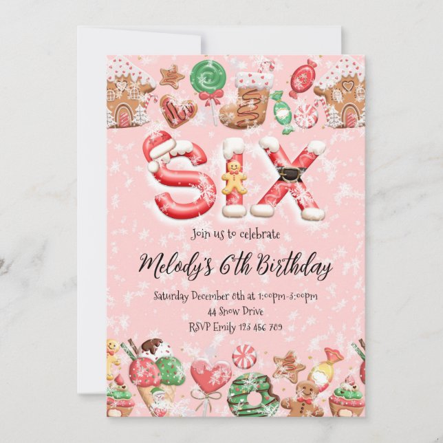 Convites 6th Birthday Christmas Party Invitation (Frente)