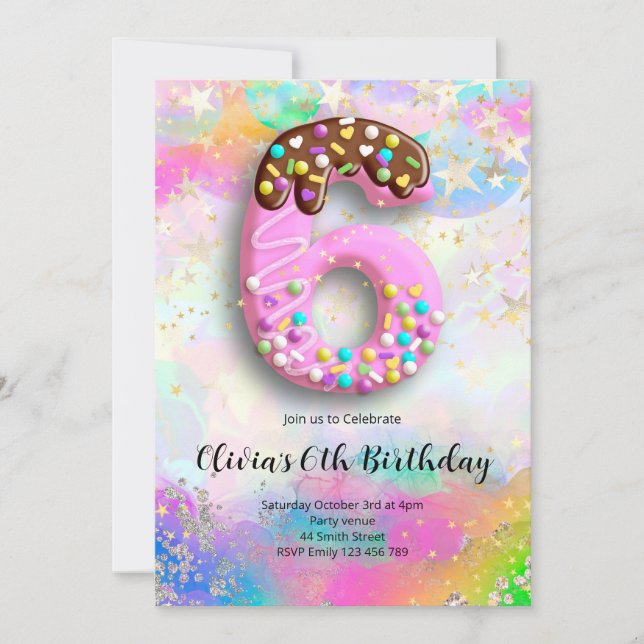 Convites 6th Birthday Girls Invitation (Frente)
