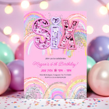 6th Birthday Rainbow Invitation