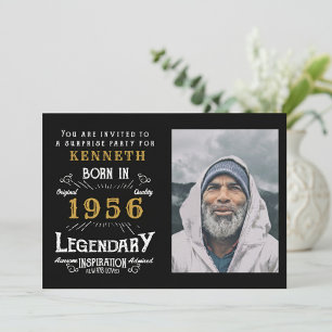 Convites 70º Aniversário 1956 Personalizado Dourado e Preto