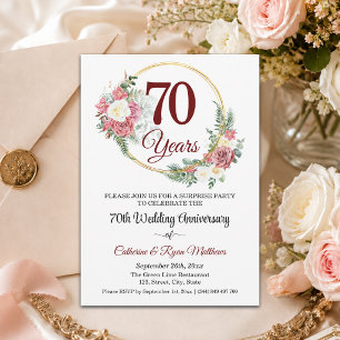 Convites 70º Aniversário de Casamento Surpresa Floral Plati