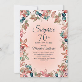Convites 70º Aniversário Surpresa Mulheres Rosa Verde Flora
