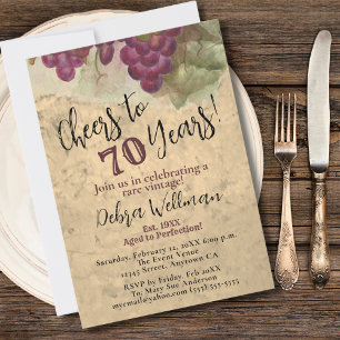 Convites 70 Aniversário Alegra a 70 anos Vintage Rustic