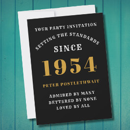 Convites 70 Aniversário De 1954 Negro Dourado Personalizado