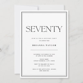 Convites 70 Aniversário preto e branco