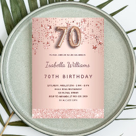 Convites 70 aniversário rosa dourado estrelas rosa