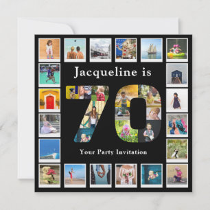 Convites 70 Birthday Design de Sua Própria Colagem de Fotos