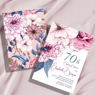 Convites 70 Birthday Elegant Modern Floral