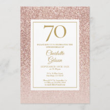 70 Birthday Elegant Rosa Dourada Glitter