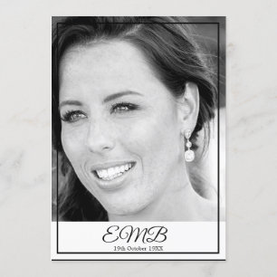 Convites 70 Birthday Foto Monograma Elegante