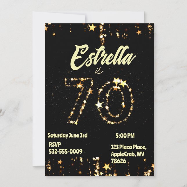 Convites 70 Birthday Mais velho Digital Elegant Party (Frente)