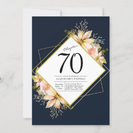 Convites 70 Birthday Marinho Azul