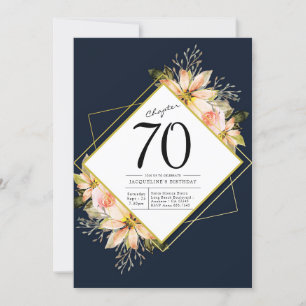 Convites 70 Birthday Marinho Azul