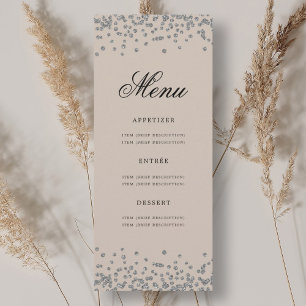 Convites 70 Birthday Menu Silver Confetti Champagne