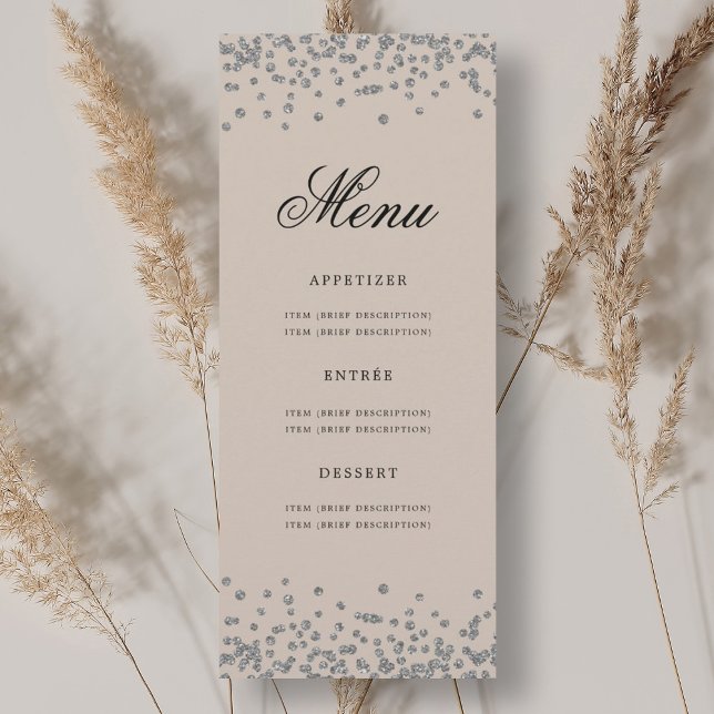 Convites 70 Birthday Menu Silver Confetti Champagne (70th Birthday Menu Silver Confetti Champagne Invitation)