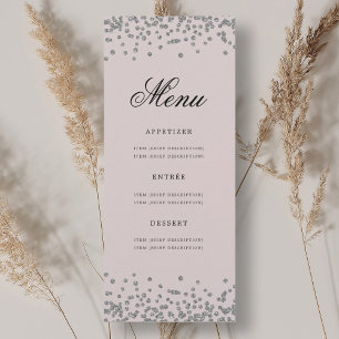 Convites 70 Birthday Menu Silver Confetti Rosa