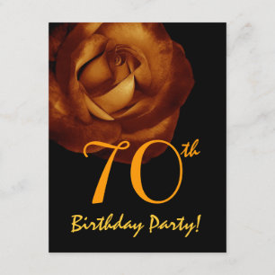 Convites 70 Birthday Modelo Dourado Rosa 001