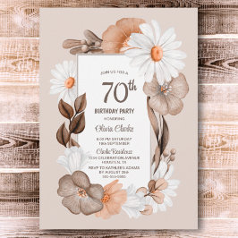 Convites 70 Birthday Rustic Boho Floral Party