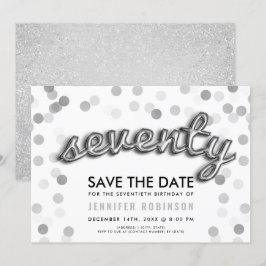 Convites 70 Birthday Silver Balloon Glitter Salvar Data