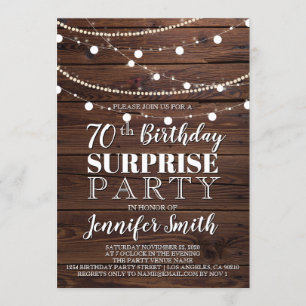 Convites 70 Birthday Surprise Russ Wood String Lights