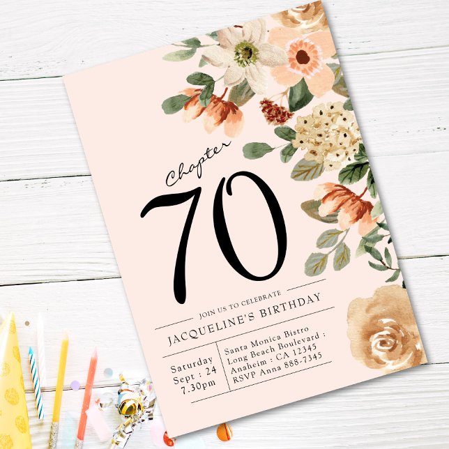 Convites 70 Birthday Vintage Floral (Criador carregado)