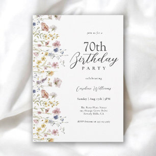 Convites 70 Birthday Watercolor Floral Floral
