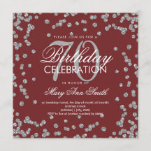 70 de Aniversário da Silver Burgundy Confetti