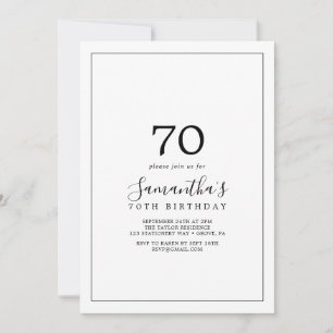 Convites 70 de Birthday minimalista